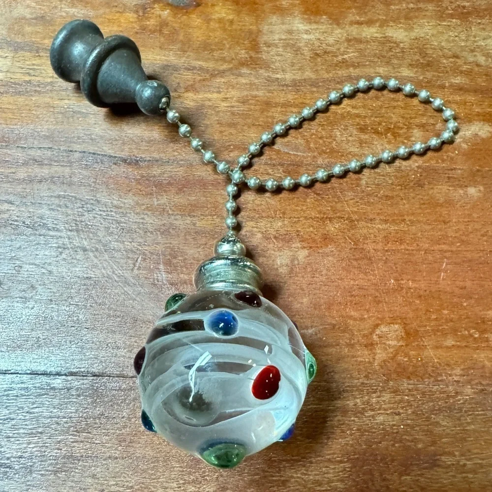 Multicolor Dotted Decorative Glass Orb Pull Chain for Ceiling Fans and Lights